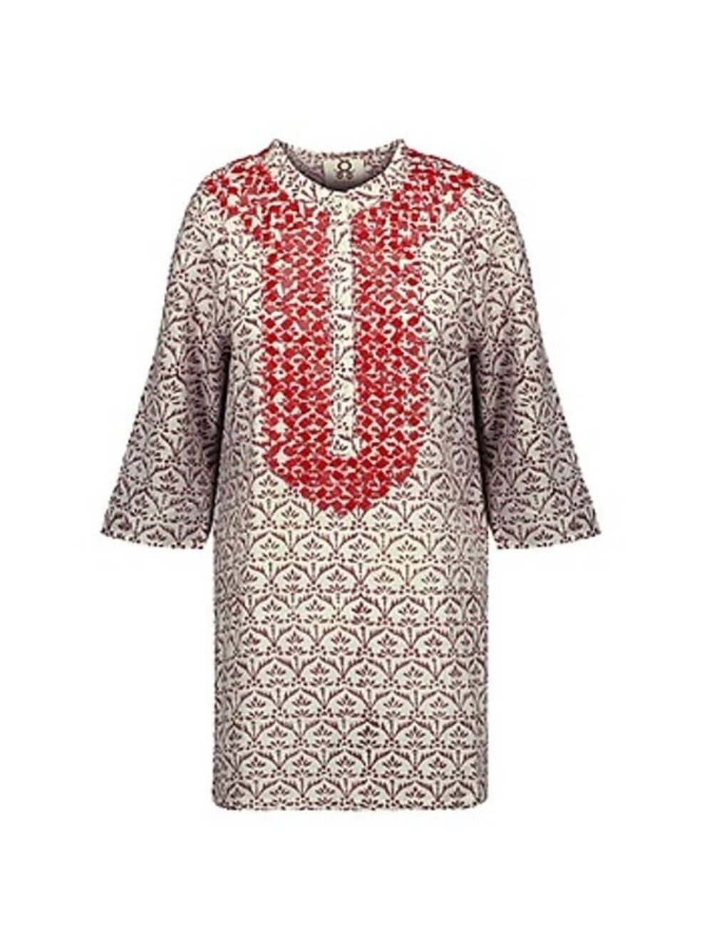 FIGUE 3/4 Sleeve Brown Leaf and Orange Beaded tunic top flaw large - Picture 6 of 15